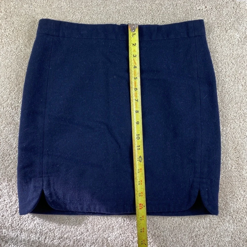 J. Crew Shirttail Mini Skirt B0358 Navy Blue Wool Blend Size‎ 4